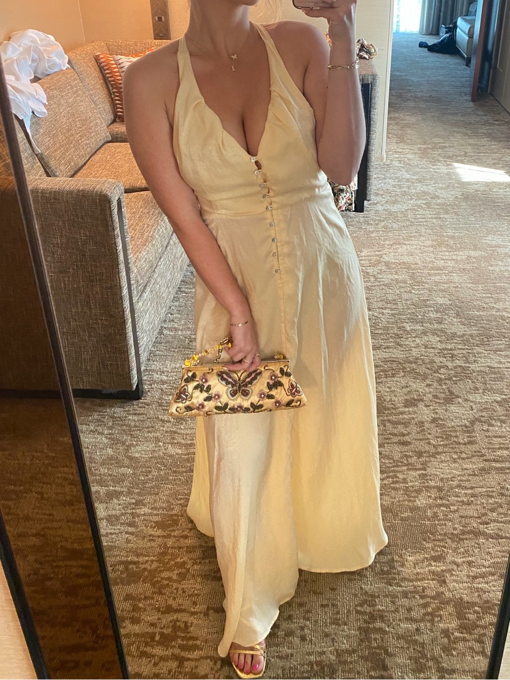 Free People Yellow Satin Maxi Dress - Picture 2 of 5